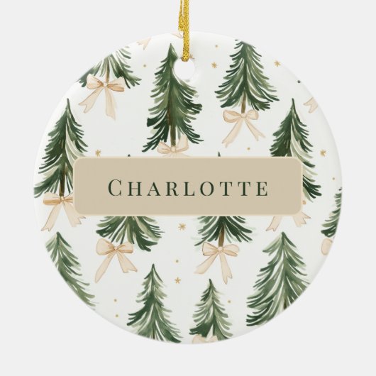 Personalized Watercolor Christmas Tree Ornament (Hinten)