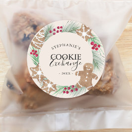 Personalized Watercolor Cookie Exchange Runder Aufkleber
