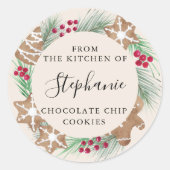 Personalized Watercolor Cookie Exchange Runder Aufkleber (Vorderseite)