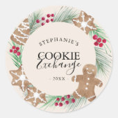 Personalized Watercolor Cookie Exchange Runder Aufkleber (Vorderseite)