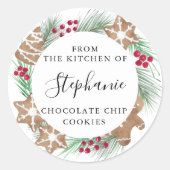 Personalized Watercolor Cookie Exchange Runder Aufkleber (Vorderseite)