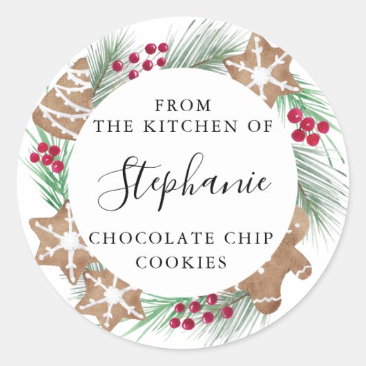Personalized Watercolor Cookie Exchange Runder Aufkleber (Vorderseite)