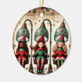 Personalized Watercolor Elves Getting Hair Done Keramik Ornament (Links)