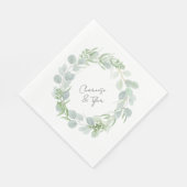 Personalized Watercolor Eucalyptus Wedding Wreath Serviette (Ecke)