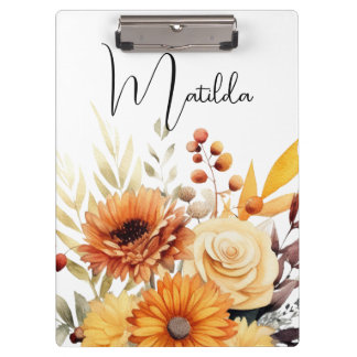 Personalized Watercolor floral  Klemmbrett
