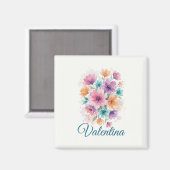 Personalized Watercolor Floral Name Magnet (Vorderseite/Rückseite)