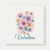 Personalized Watercolor Floral Name Magnet (Vorne)