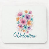 Personalized Watercolor Floral Name Mousepad (Vorne)