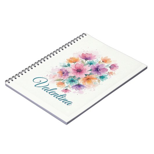 Personalized Watercolor Floral Name Notebook Notizblock (Linke Seite)