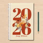 Personalized watercolor floral planer