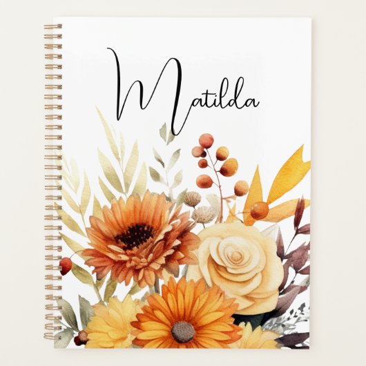 Personalized Watercolor floral  Planer (Vorderseite)