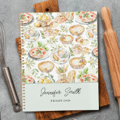 Personalized Watercolor Food Cooking Recipe Book Notizblock