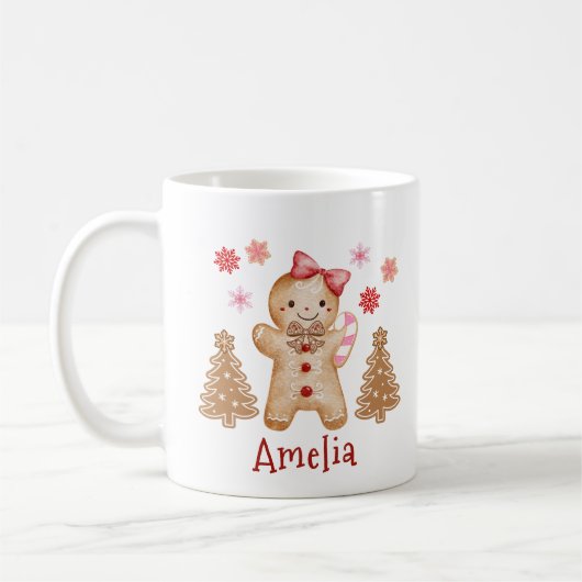 Personalized Watercolor Gingerbread Cookie Kaffeetasse (Links)