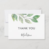 Personalized Watercolor Greenery  Dankeskarte (Vorderseite)