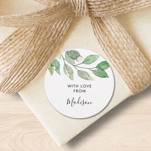 Personalized Watercolor Greenery Geschenkanhänger