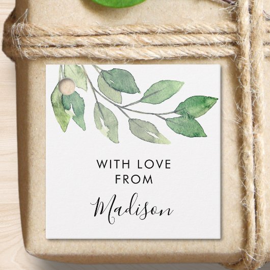 Personalized Watercolor Greenery Geschenkanhänger