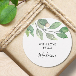Personalized Watercolor Greenery Geschenkanhänger