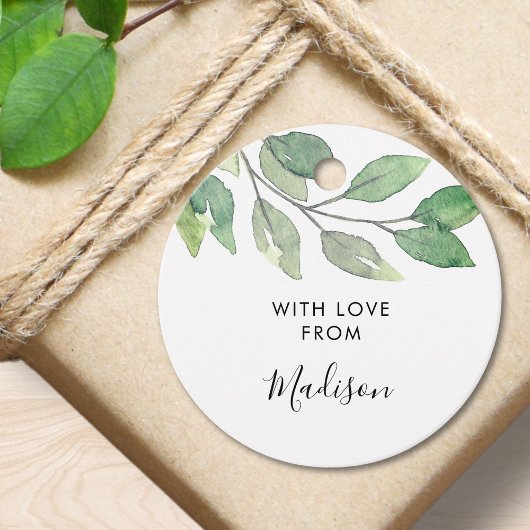 Personalized Watercolor Greenery Geschenkanhänger