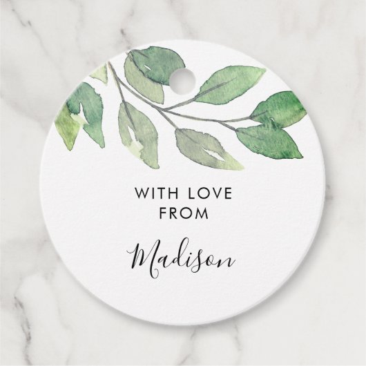 Personalized Watercolor Greenery Geschenkanhänger (Vorderseite)