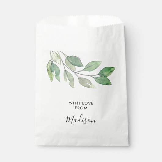 Personalized Watercolor Greenery Geschenktütchen (Vorderseite)