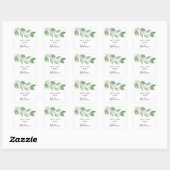 Personalized Watercolor Greenery Quadratischer Aufkleber (Blatt)
