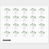 Personalized Watercolor Greenery Runder Aufkleber (Blatt)