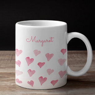 Personalized Watercolor Hearts Pretty Hand-Drawn Kaffeetasse