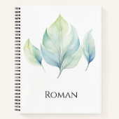 Personalized Watercolor Leaf Spiral Notebook Notizblock (Vorderseite)