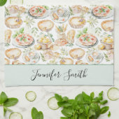 Personalized Watercolor Mediterranean Food Pattern Geschirrtuch (Gefaltet)