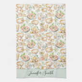 Personalized Watercolor Mediterranean Food Pattern Geschirrtuch (Vertikal)