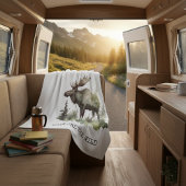 Personalized Watercolor Moose Travel Fleecedecke
