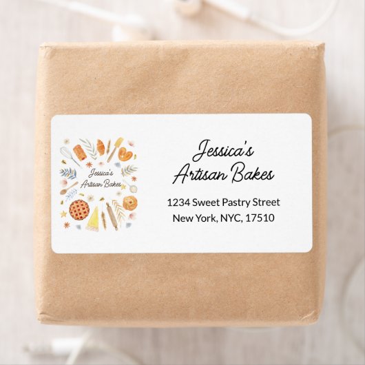 Personalized Watercolor Pastry Bakery Address (Insitu)