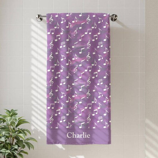 Personalized Watercolor Purple Music Note Strandtuch