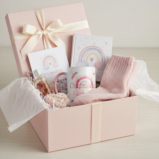 Personalized watercolor rainbow tasse