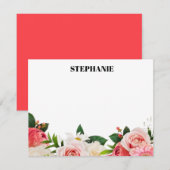 Personalized Watercolor Red Hydrangeas  Note Mitteilungskarte (Vorne/Hinten)