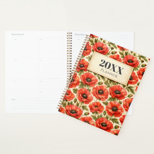 Personalized Watercolor Red poppies Planner Planer (Anzeige)