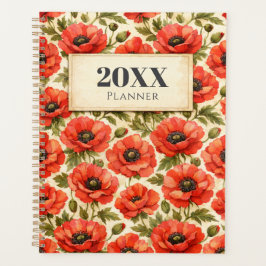 Personalized Watercolor Red poppies Planner Planer