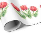 Personalized Watercolor Red Tulips Geschenkpapier (Rolleneckpunkt)