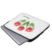 Personalized Watercolor Red Tulips Laptopschutzhülle (Vorne Knopf)