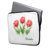 Personalized Watercolor Red Tulips Laptopschutzhülle (Vorderseite Links)