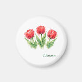 Personalized Watercolor Red Tulips Magnet (Vorne)