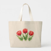 Personalized Watercolor Red Tulips Tote Bag Jumbo Stoffbeutel (Rückseite)