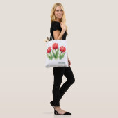 Personalized Watercolor Red Tulips Tote Bag Tasche (Am Model)