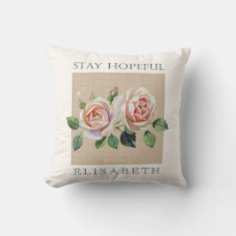 Personalized watercolor roses motivational  kissen