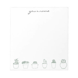 Personalized Watercolor Succulents Boho Notepad Notizblock