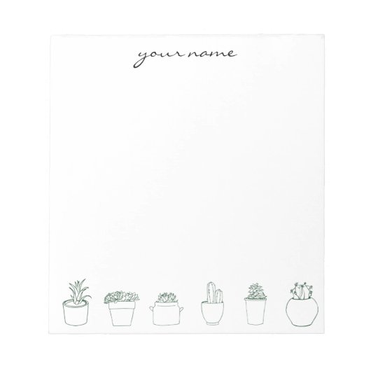 Personalized Watercolor Succulents Boho Notepad Notizblock (Vorderseite)