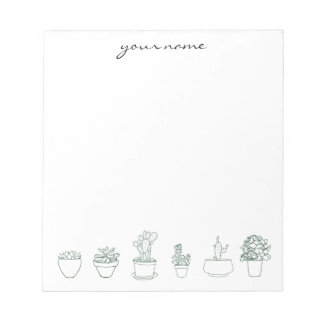 Personalized Watercolor Succulents Boho Notepad Notizblock
