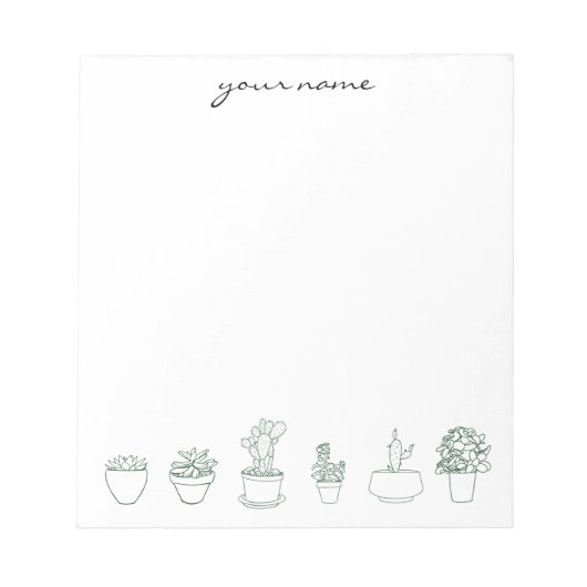 Personalized Watercolor Succulents Boho Notepad Notizblock (Vorderseite)