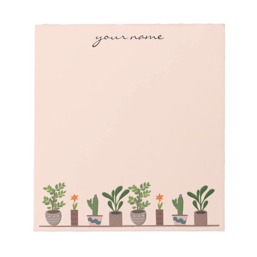 Personalized Watercolor Succulents Boho Notepad Notizblock (Vorderseite)