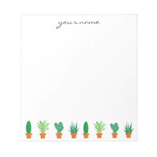 Personalized Watercolor Succulents Boho Notizblock
